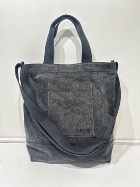 Levi's Icon Tote Bag - Gray Denim 100% Denim - Adjustable Crossbody Strap